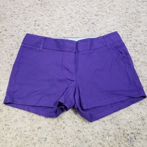 J.crew purple chino shorts 3 inch seam size 2 NWT